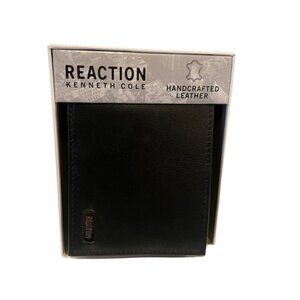Kenneth Cole Reaction Handcrafted Black Pebbled Leather BI-Fold Men Wallet